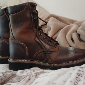 Men's Brown Leather Boots Origanol JUSTIN WORKBOOT